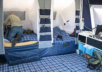 Trailer tent beds