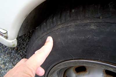 Cracked folding camper Tyre